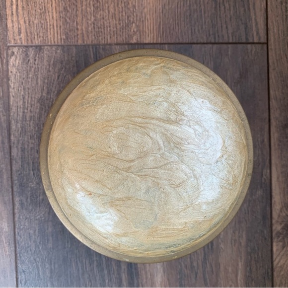 Vintage Etched Brass Enamel Chevron Dish with Lid - Picture 3 of 11